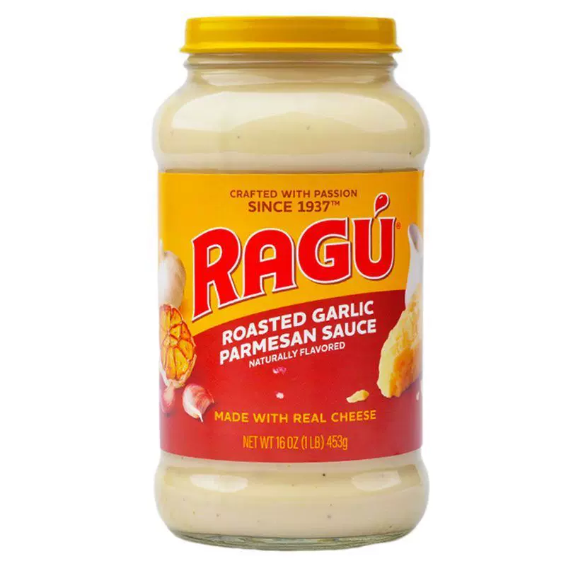 ragu乐鲜双重芝士酱烤蒜帕玛森芝士酱453g/瓶披萨汉堡店专用酱料