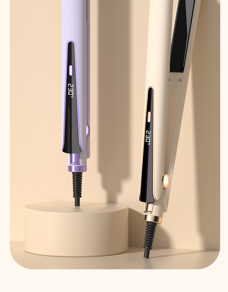 Cross-border straightening iron with multi-level temperature control, anti-scald flat plate, high-power intelligent digital display, 2-in-1 straightening and curling