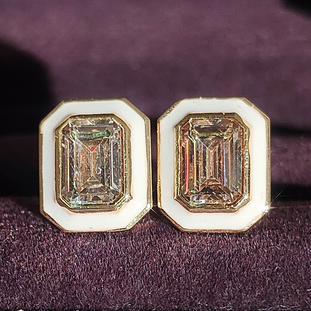 Fashion Square Copper Inlay Zircon Ear Studs 1 Pair
