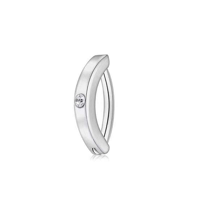 European American Cross-border Stainless Steel Smooth Ring With Personalized Flower Design And Zircon Inlay, Navel_voghion.com