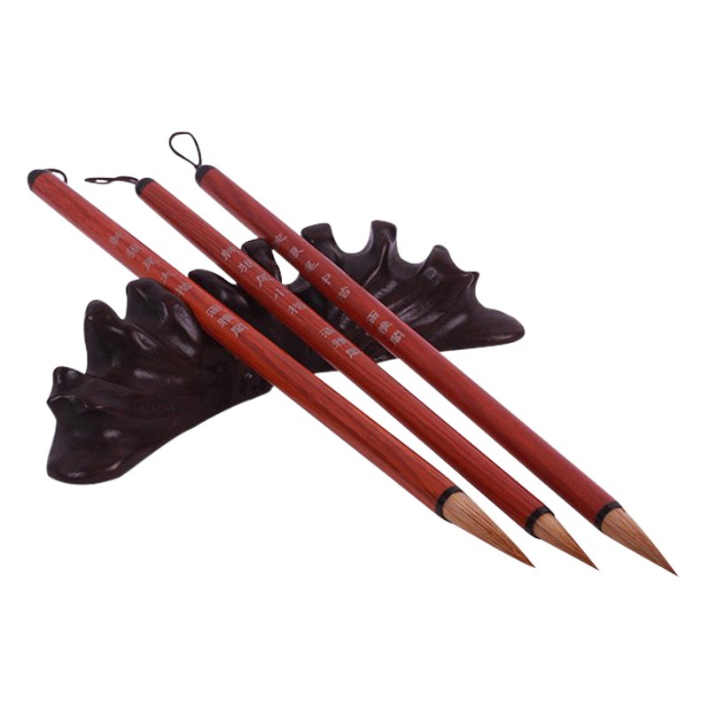 Ventas de fábrica Grande, mediano y pequeño pincel de escritura regular cuaderno disponible cuerpo de la pluma de metal Sutra del corazón dibujo pelo comadreja roja pequeño pincel de escritura regular