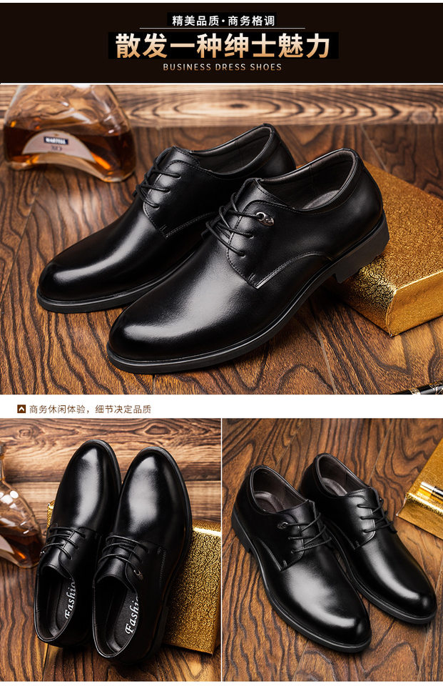 Giày da nam cổ điển buộc dây mũi tròn, giày công sở lịch sự — 36578 màu đen chi tiết 4