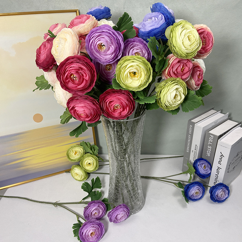 3 head dew lotus artificial flower Mori style lasagna peony wedding decoration tea bag light luxury table decoration fake flowers wholesale