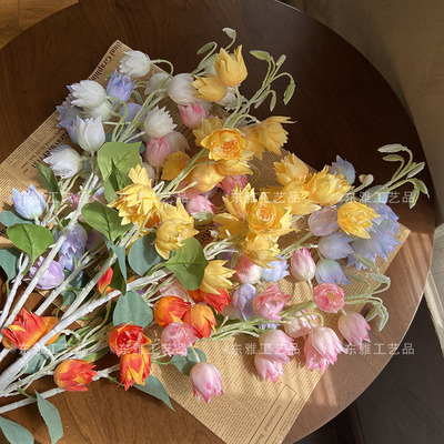 跨境欧式仿真花风铃花植绒植毛凤尾兰灯笼花现货供应假花绢花婚庆