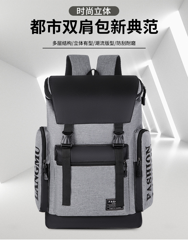 Wholesale of new fashionable, simple and large-capacity shoulder bags, business commuting and casual backpacks, nylon fabric computer backpacks details Picture