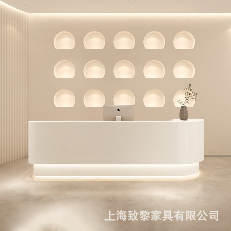Bar de pintura curva Mesa dental moderna y minimalista Recepción de la empresa Mesa de recepción del hospital oral Salón de belleza Cajero