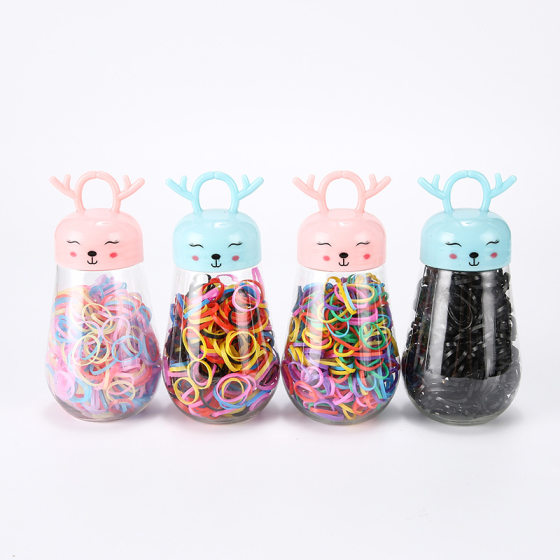 Korean version of the new high elastic rubber band does not hurt the hair ring cartoon cute deer color thick disposable rubber band