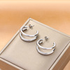 Golden earrings stainless steel, jewelry, European style, does not fade, pink gold, wholesale