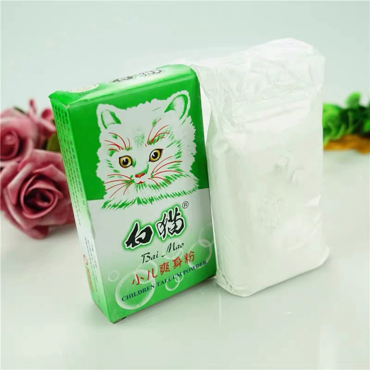 Детский тальк с белым котом, детская коробка с белым котом, 100 г, успокаивающий тепловой порошок для ребенка и ребенка, бумажный тальк, сменный порошок