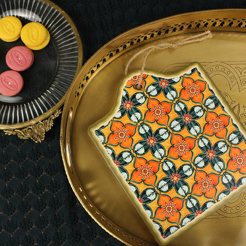 Retro art ceramic insulation mat placemat pot mat tableware teapot mat exquisite coaster anti-scalding casserole mat tiles