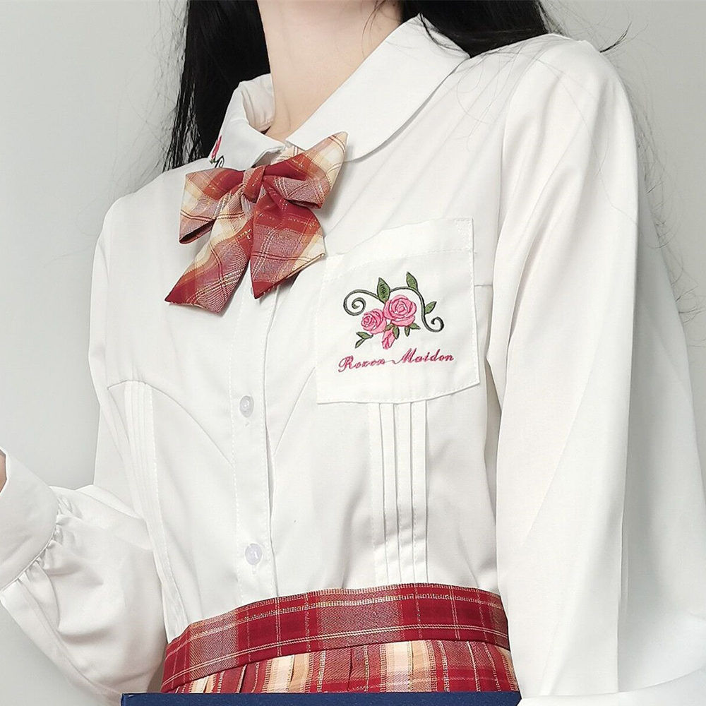 재고 도매 오리지널 (꽃에 관하여) JK 유니폼 셔츠 여성 긴 소매 학생 흰색 셔츠 최고 가을과 겨울