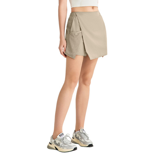 Women's Sport Shorts with Fake Two-Piece Design, Outer-Wear Slimming, Anti-Slip, Outdoor Hiking, Pre-Drainage, Post-Riding Skirt-Pants, Summer Yoga Half-Skirt Pants