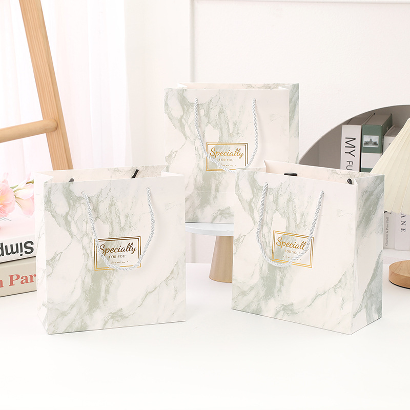 灰色大理石手提袋簡約商務手提袋正方形禮品袋伴手禮袋紙袋