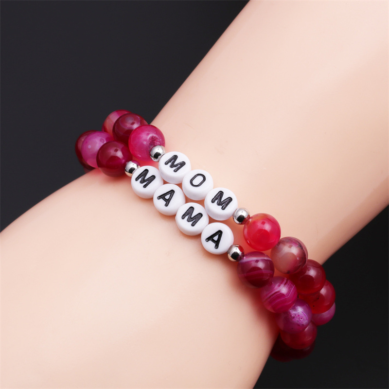 Europa y América simple transfronteriza Rose línea roja ágata pulsera de cuentas MAMA pulsera de cuentas del Día DE LA Madre pulsera para las mujeres