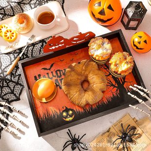 wooden halloween serving tray candy tray with handle rustic black wooden coffin shape serving box