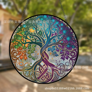 Cross-border explosions sunshine catcher new round acrylic pendant window porch home decoration chain listing