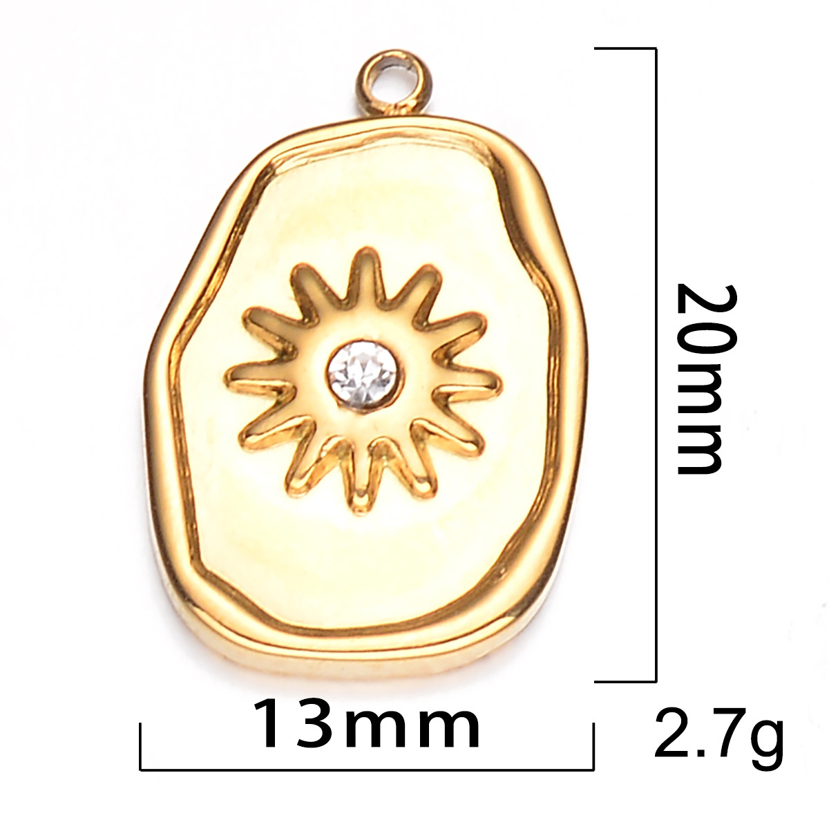 Geometric, Heart Shape Pattern 5 PCS/Package 304 Stainless Steel Zircon Geometric Heart Shape Sandblasted Polished Pendant