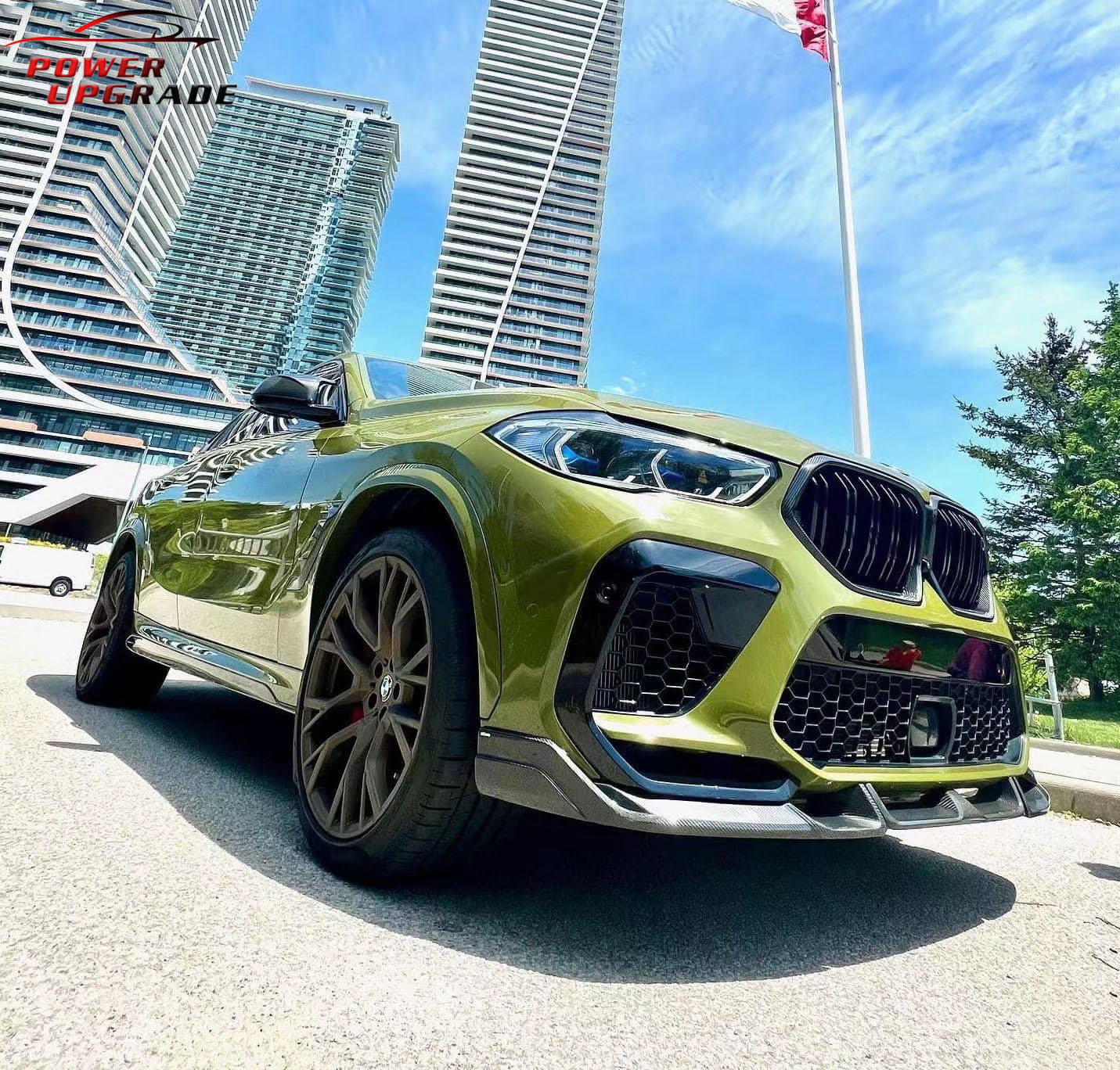 Suitable for BMW X6M F96 front lip modification part LD model carbon fiber front spoiler front bumper lip decoration