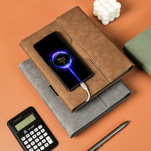 Wireless charging notepad customized with multi-function loose-leaf business office notebook gift box with printed LOGO