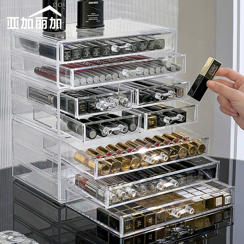 Table lipstick, acrylic storage box, transparent lip gloss, cosmetic dressing table