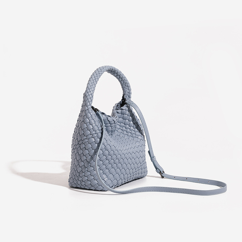 Niche Design Luxury Hand-Woven Handbag & Crossbody Bag, Light Luxury Women's Commuter Set, Casual Bucket Bag - Thumbnail 3