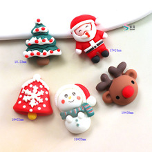 樹脂配件diy聖誕老人福袋奶油膠貼片聖誕樹鈴鐺兒童發飾發夾配飾