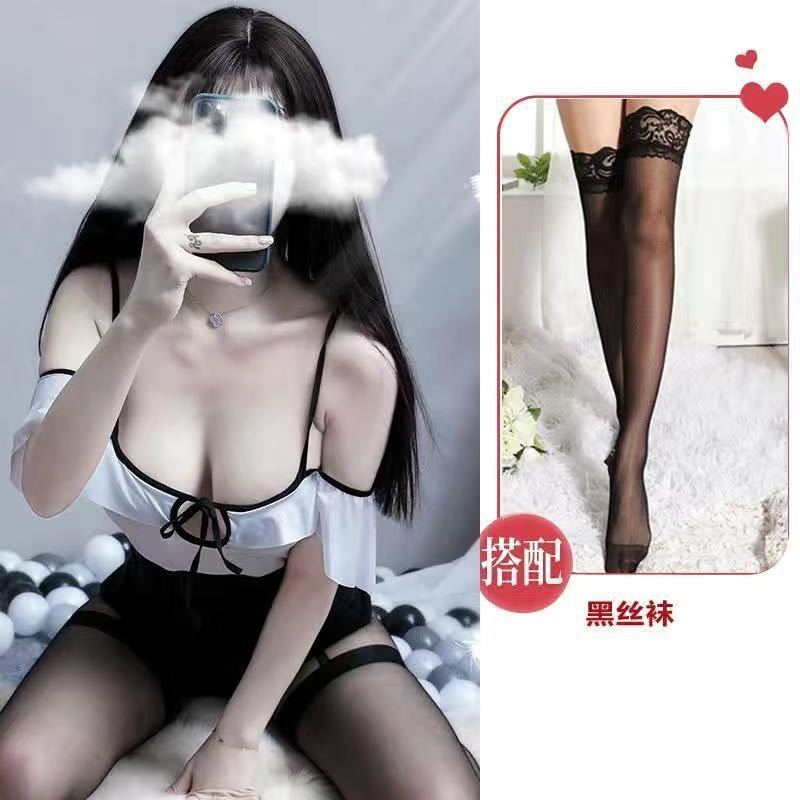 Sexy más tamaño pijamas bellyband traje de mucama lencería sexy uniforme seductor papel backless Chubby Girl nightdress coqueta