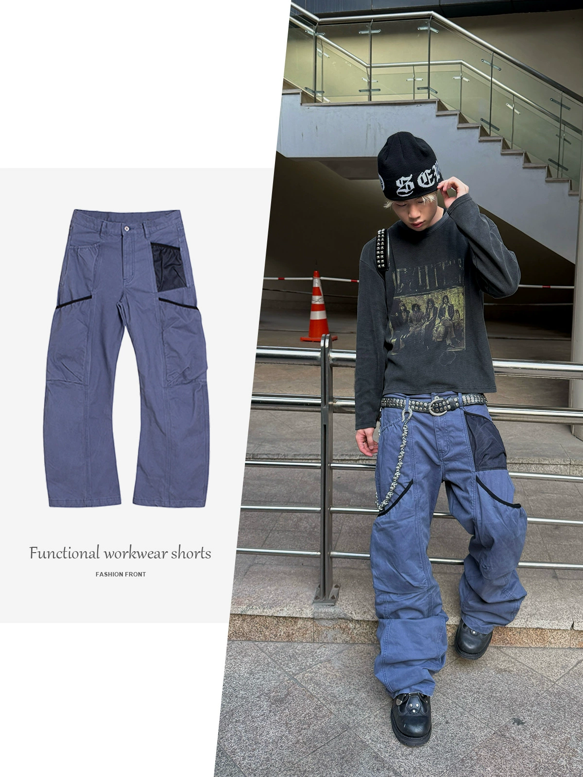 【JMWH】COUPURE交叉多口袋工装弯刀园丁裤 GARDENER CARGO PANTS