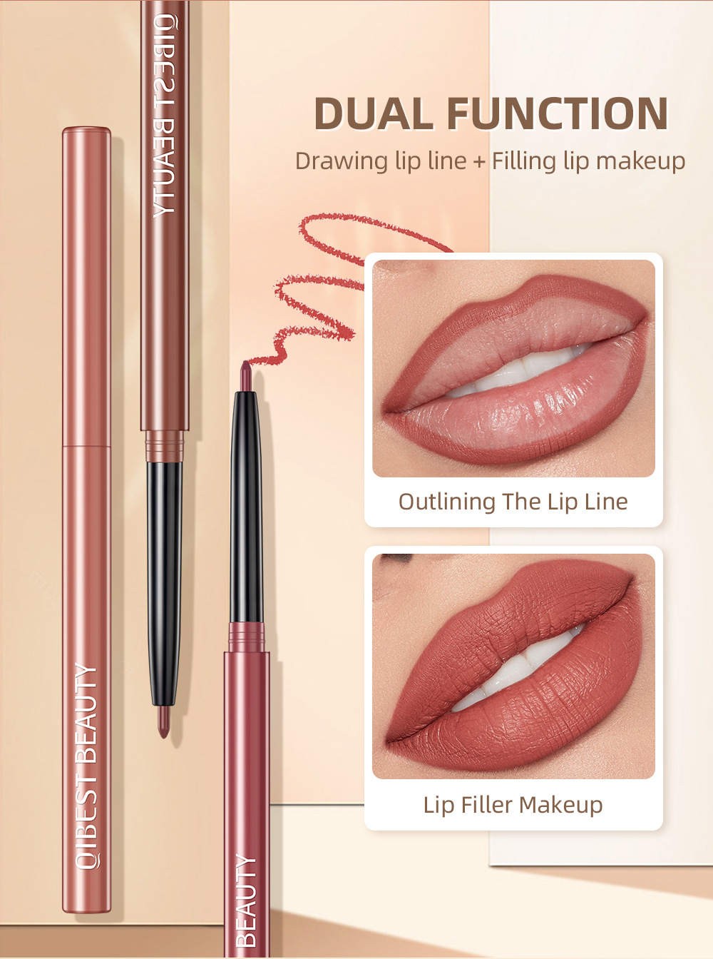 QIBEST Cross-border Matte Lip Liner Pen 12-color Mixed Lip Liner Pen Nude Set Waterproof Decorative Lipstick Pen undefined