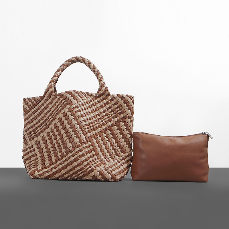 Bolso de cubo de cuero suave, bolso de tote tejido, bolso grande europeo y americano, bolso transfronterizo de comercio exterior de Amazon, bolso de canasta de verduras