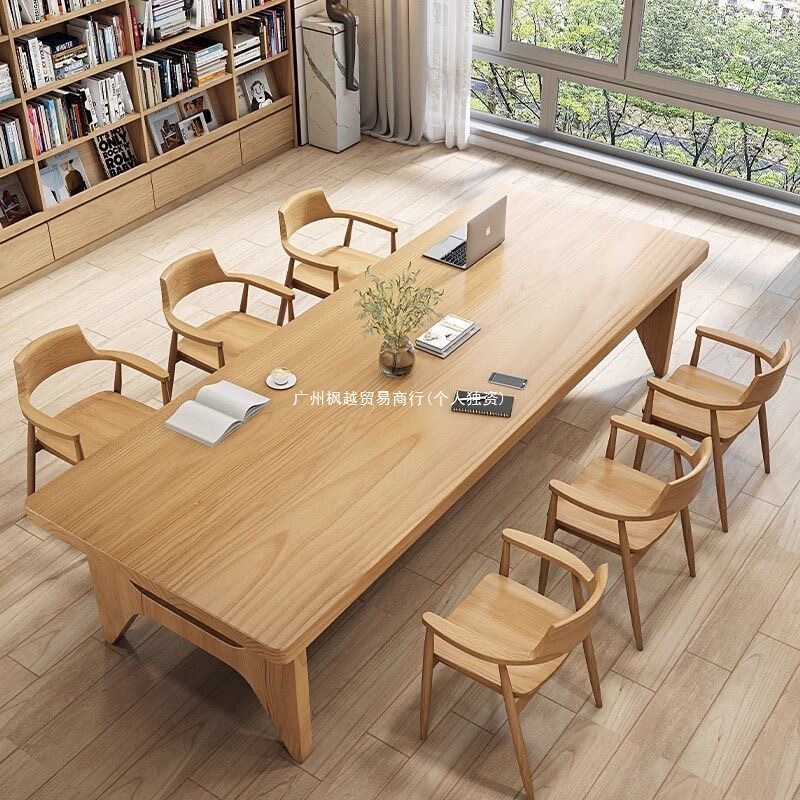 Living Room Solid Wood Double-Layer Desk Light Luxury Rectangular Desk Conference Table Long Table Home Study Simple Workbench