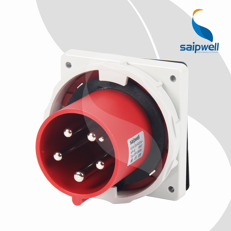 斯普威尔防水暗装工业插头 IP67配电箱面板工业防水插头SP-3658