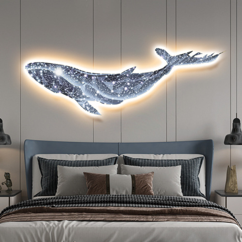 LED light, light luxury living room whale atmosphere decorative painting, high-end sofa background hanging painting, abstract high-end sense mural