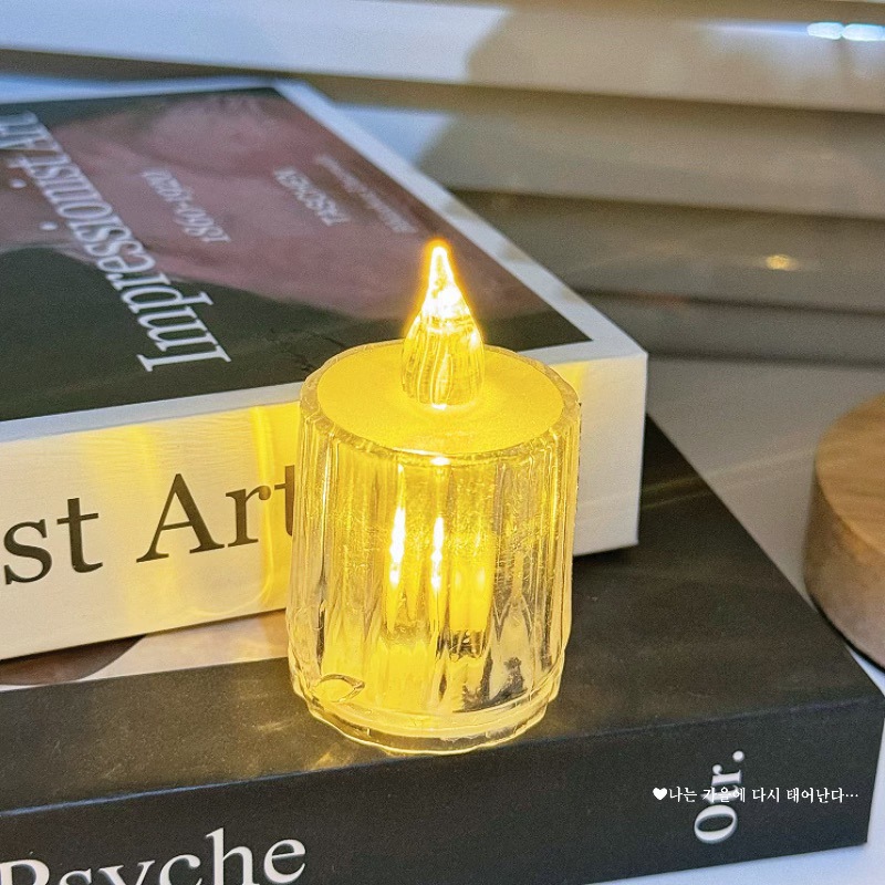 Cristal simulado lámpara de vela LED pequeña lámpara de té cera noche pareja confesión propuesta de matrimonio decoración atmósfera lámpara regalo de cumpleaños