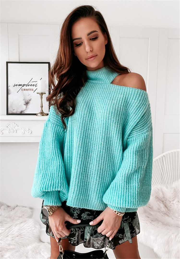 Women's Clothing new sweater sexy off shoulder knitted sweater long sleeved sweater _voghion.com