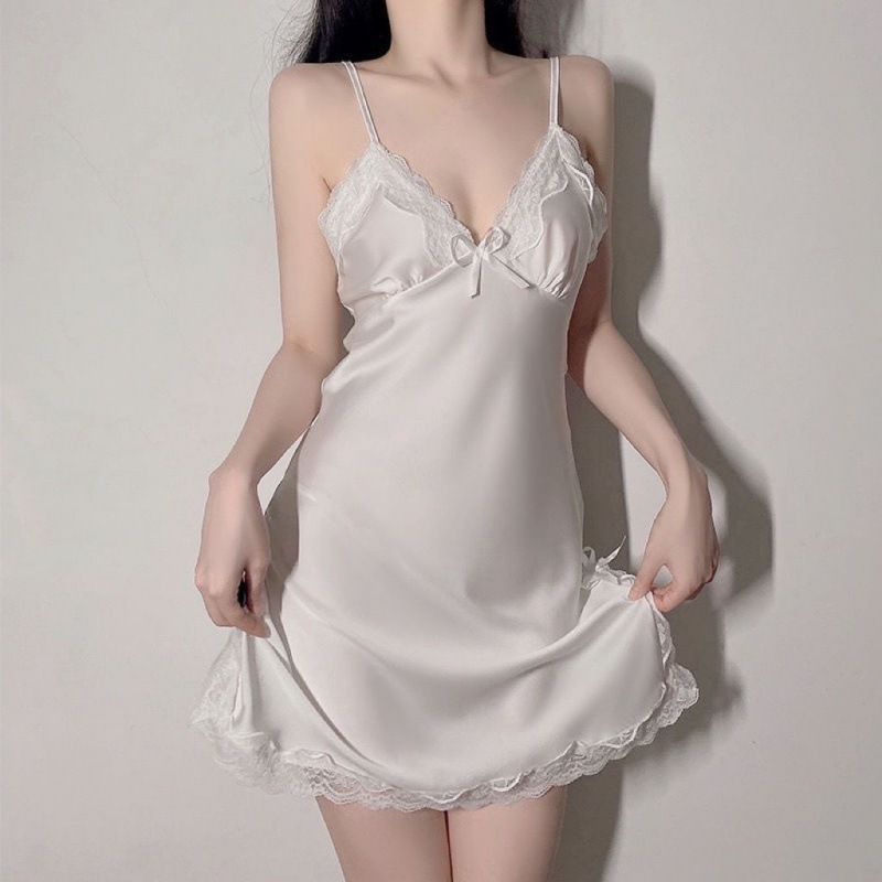 Lace V-neck Sling Nightgown Women's Summer Thin Outwear Sexy Dress Home Pajamas