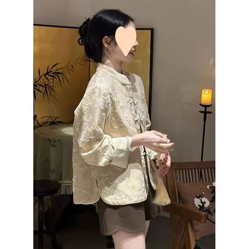 宫廷风盘扣新中式复古外套女早春新款高腰显瘦半身裙两件套女|undefined