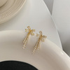 Summer earrings with bow for St. Valentine's Day, silver 999 sample, 2023