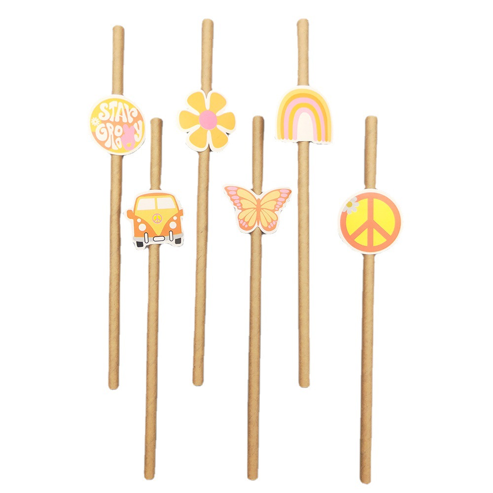 Estilo bohemio fiesta paja degradable papel paja barra bebida postre decoración paja TARJETA DE PAJA