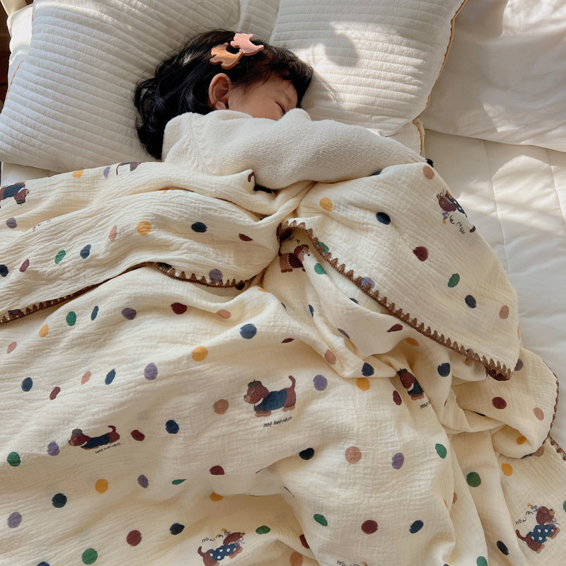 全棉夏季薄款纯棉夏凉被皱皱纱小毛毯a类母婴级儿童午睡毯子盖毯|undefined