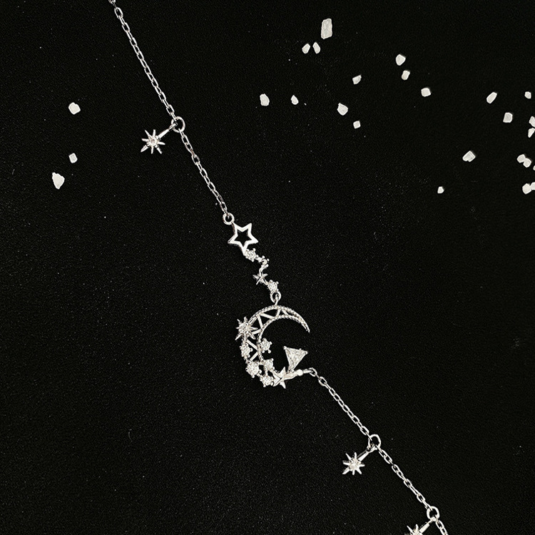 Collana luna e stella con brillanti da donna in argento_voghion.com