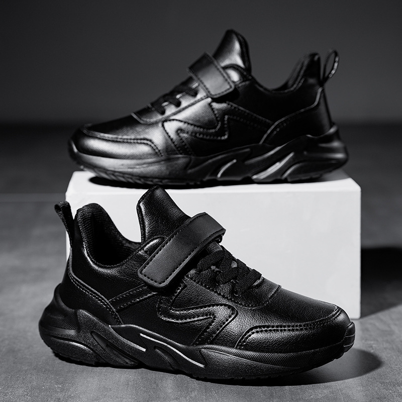 Children's White Leather Shoes, Black Student Campus Performance Shoes, Waterproof Boys' Shoes, Small Size, Wholesale, Children's Day Waterproof
