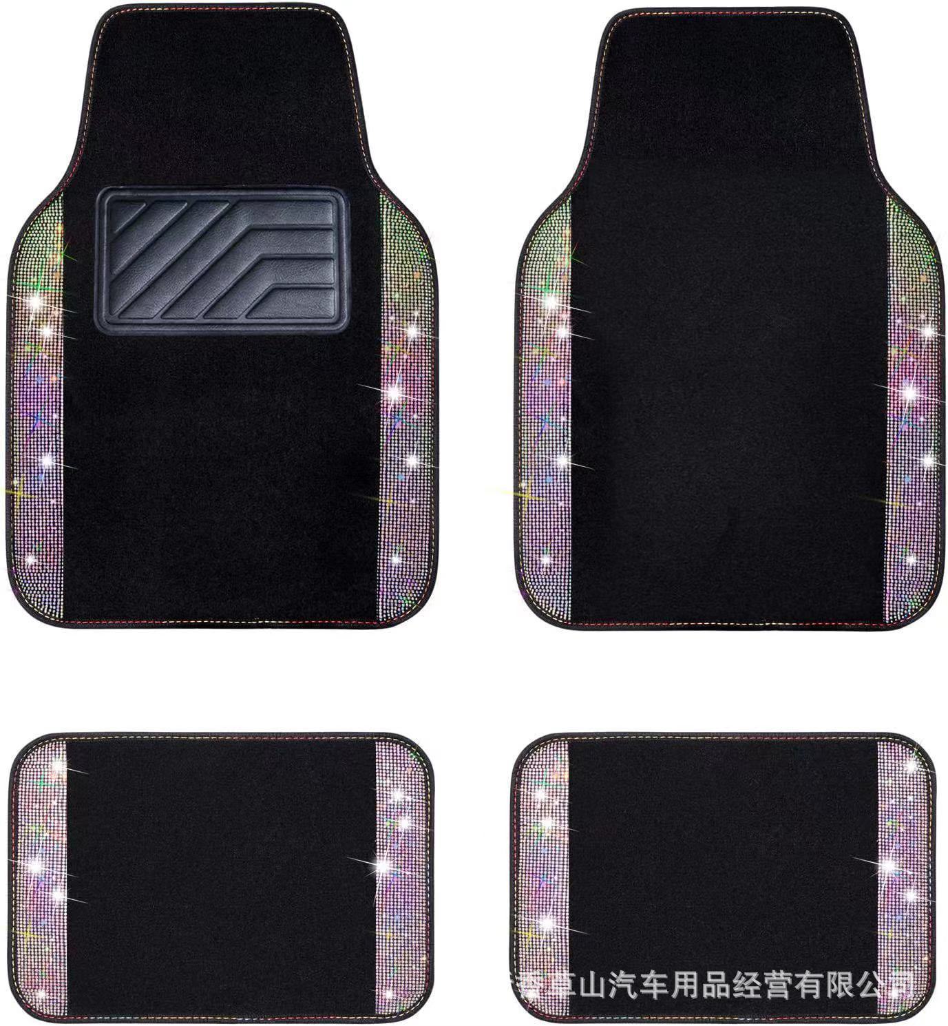 Estera del pie del coche transfronterizo Universal Diamante Australiano Diamante Estera del pie del diamante Alfombra brillante Alfombra de pie de PVC para mujer Juego de 4 piezas image 1