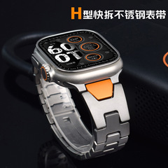 适用苹果iWatch Ultra不锈钢快拆表带Apple Watch S10爱马仕H款新