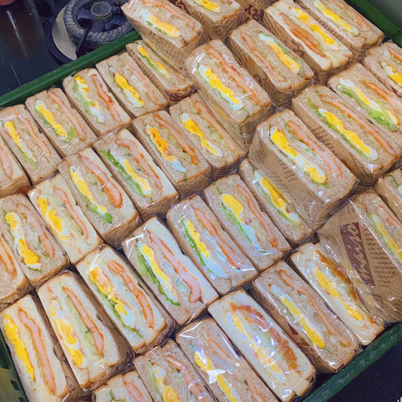 Sandwich Packaging Bag Food Grade Strolling Commercial Disposable Transparent Plastic Sandwich Takeaway Set