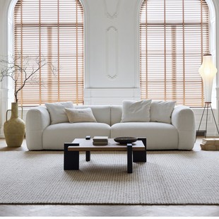 Large White Sofa Cloud Velvet Casual French Retro Plaid Cream Style Small Apartment Straight Row Fabric Sofa Wood