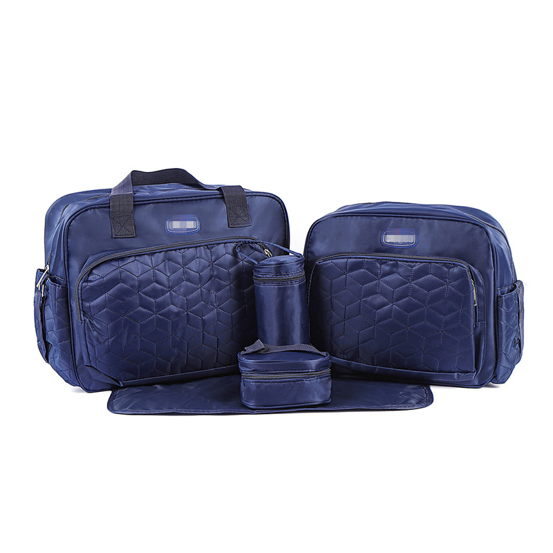Conjunto de Cinco Piezas de Bolsa Maternal Acolchada con Diseño de Cuadros, Bolsa Maternal Multifuncional de Gran Capacidad para Guardar Pañales, de Hombro o Cruzada