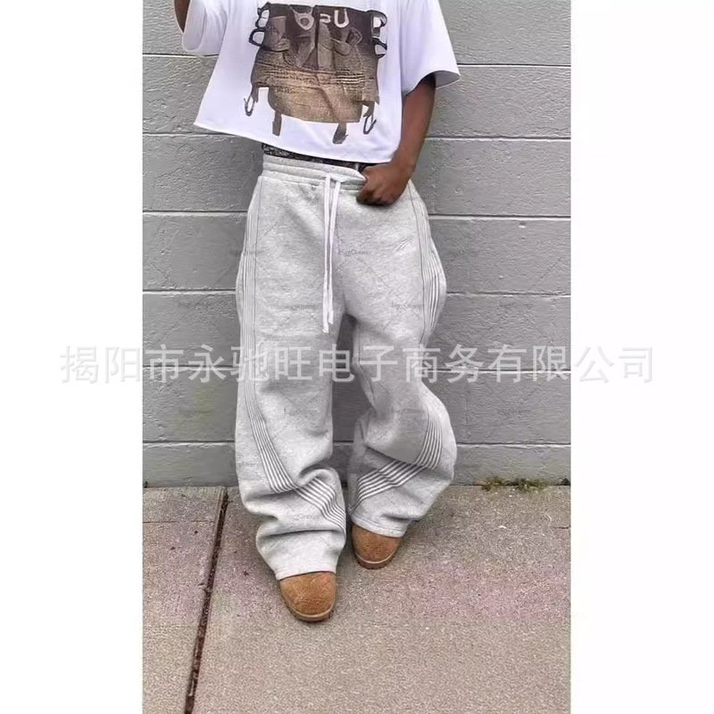 Casual Loose Straight-Leg Striped Pants for Men, Spring and Autumn Fashion Trendy American Style Street Hip-Hop Workwear Casual Loose Straight-Leg Striped Pants for Men, Spring and Autumn Fashion Trendy American Style Street Hip-Hop Workwear