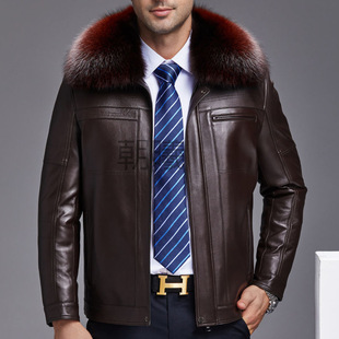 CX Woodpecker Winter Clothing Middle-aged and Elderly Genuine Leather Fur Men's Clothing Sheepskin Mink Leather Liner Dad's Leather Jacket