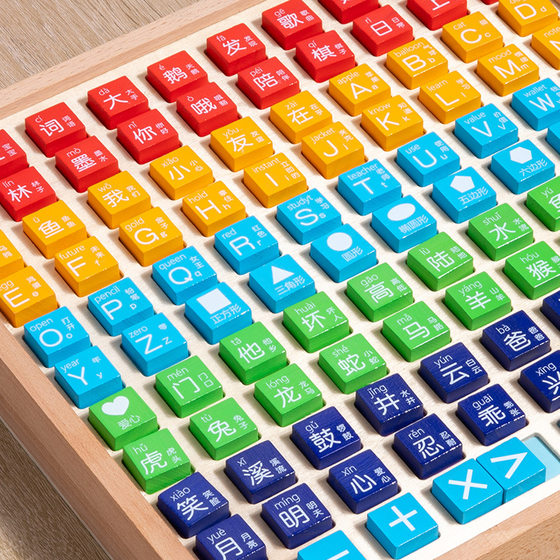 Children's Wooden 1-100 Digital Plus and Subtract 100-board Thinking Teaching Aware Three-in-One Chinese Character Flying Chess Toy